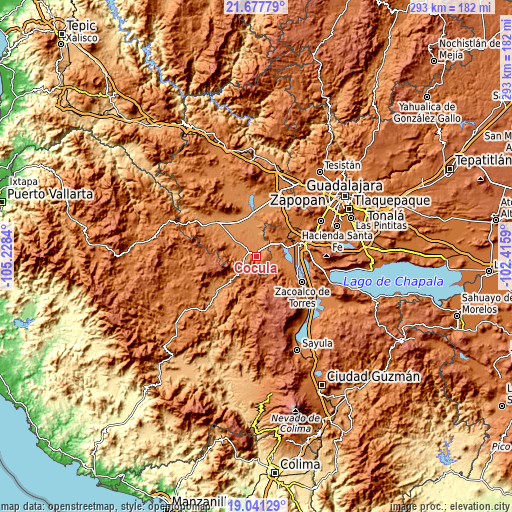 Topographic map of Cocula