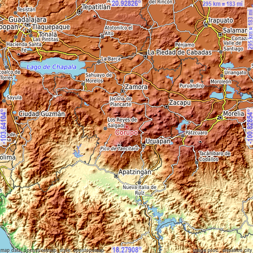 Topographic map of Corupo