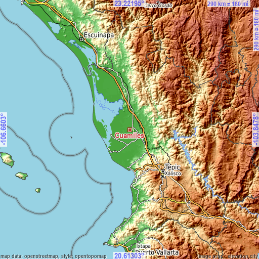 Topographic map of Cuamiles