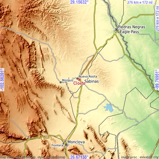 Topographic map of Cloete