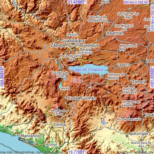 Topographic map of Citala