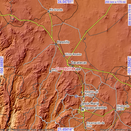 Topographic map of Cieneguillas