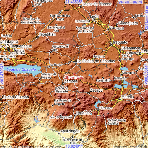 Topographic map of Churintzio