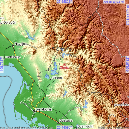 Topographic map of Choix