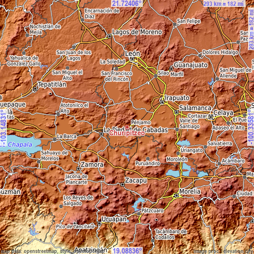 Topographic map of Churipitzeo