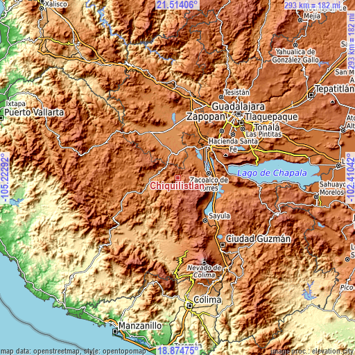 Topographic map of Chiquilistlán