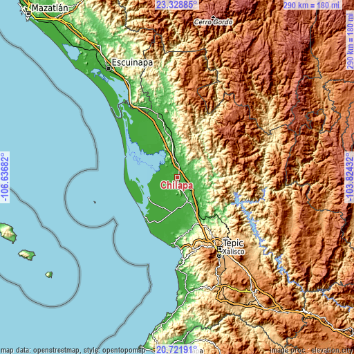 Topographic map of Chilapa