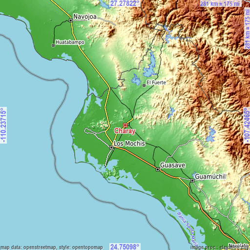 Topographic map of Charay