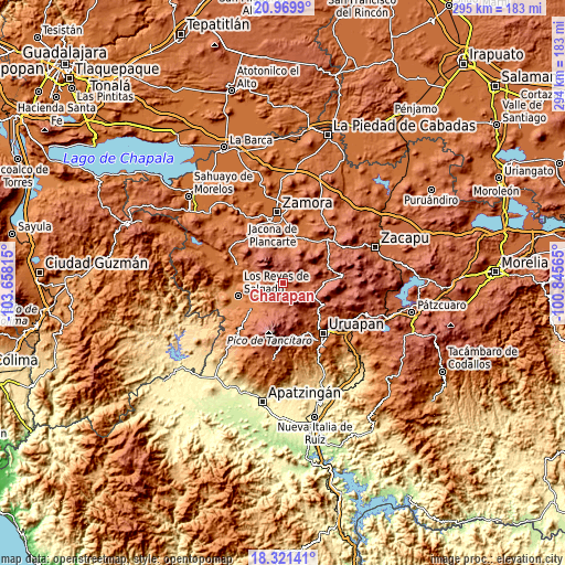 Topographic map of Charapán