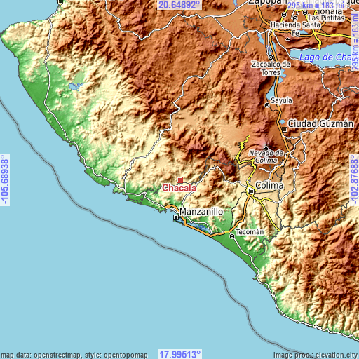 Topographic map of Chacala