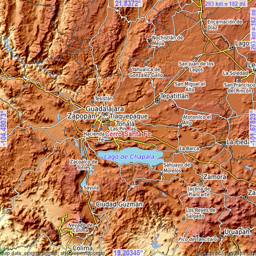 Topographic map of Cerro Santa Fe