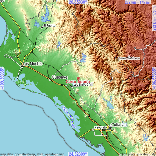 Topographic map of Cerro Agudo