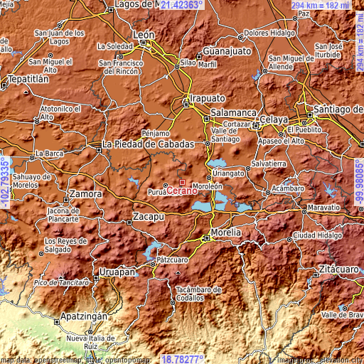 Topographic map of Cerano