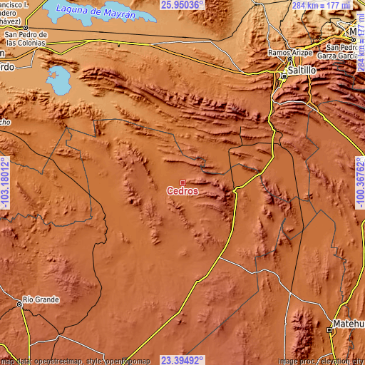 Topographic map of Cedros