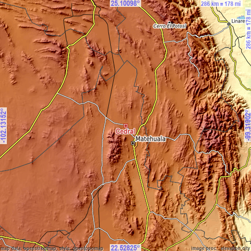Topographic map of Cedral