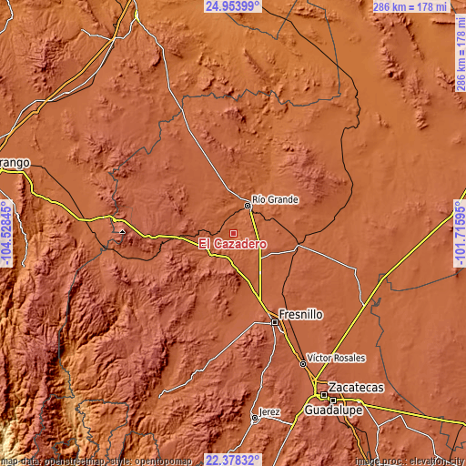 Topographic map of El Cazadero