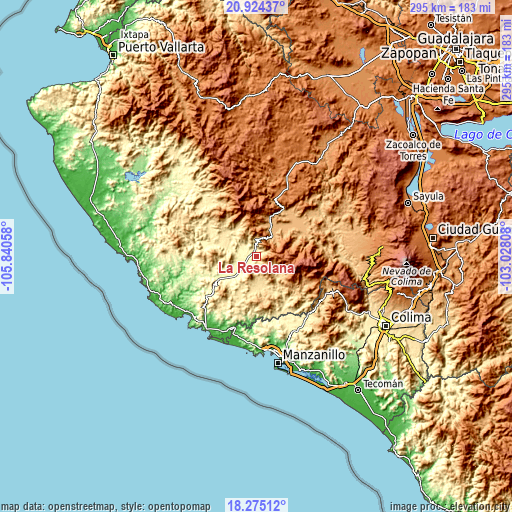 Topographic map of La Resolana