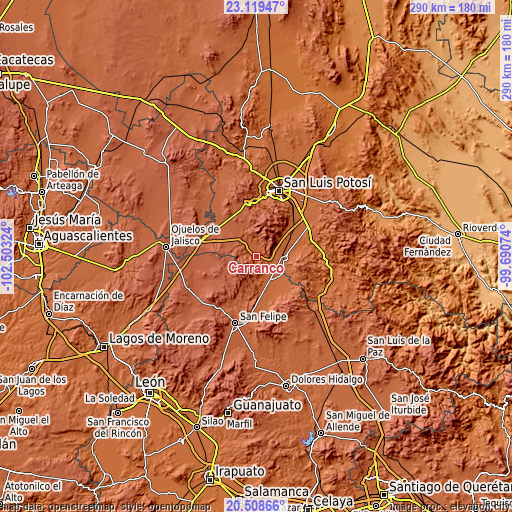 Topographic map of Carranco