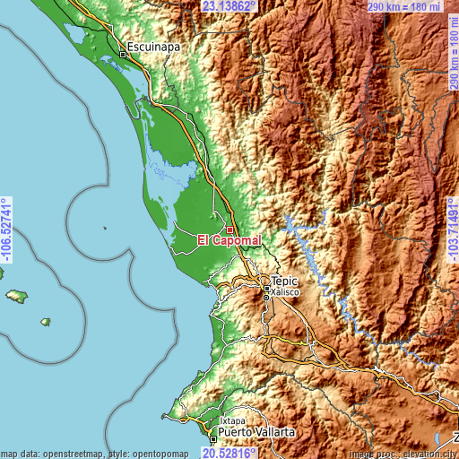 Topographic map of El Capomal