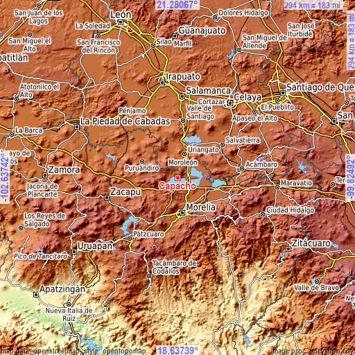 Topographic map of Capacho