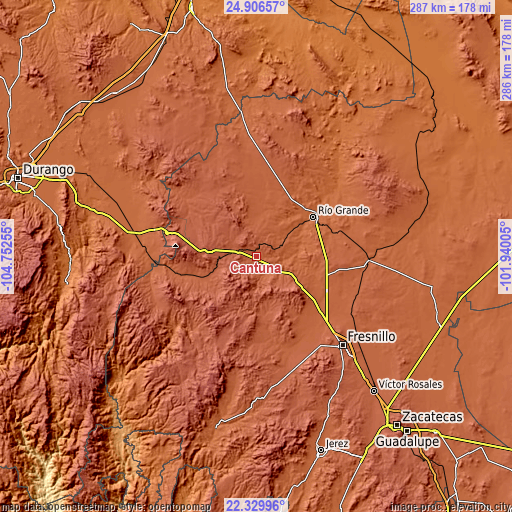 Topographic map of Cantuna