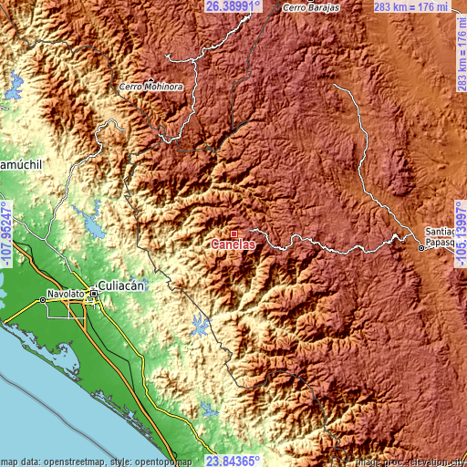 Topographic map of Canelas