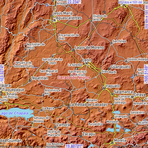 Topographic map of Cañada de Negros