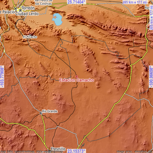 Topographic map of Estación Camacho