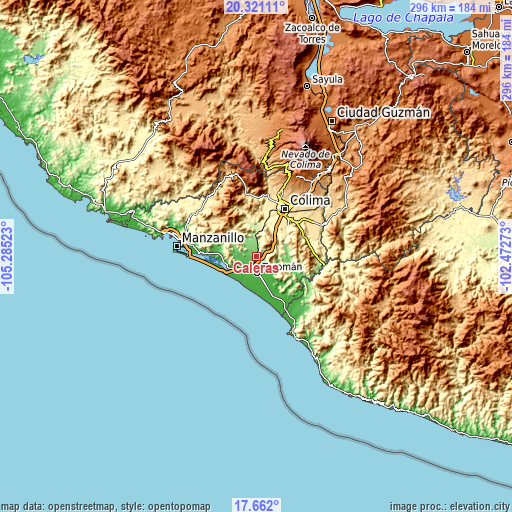 Topographic map of Caleras
