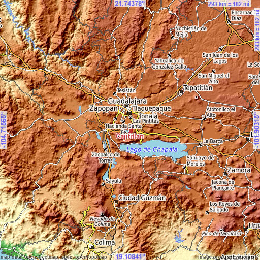 Topographic map of Cajititlán