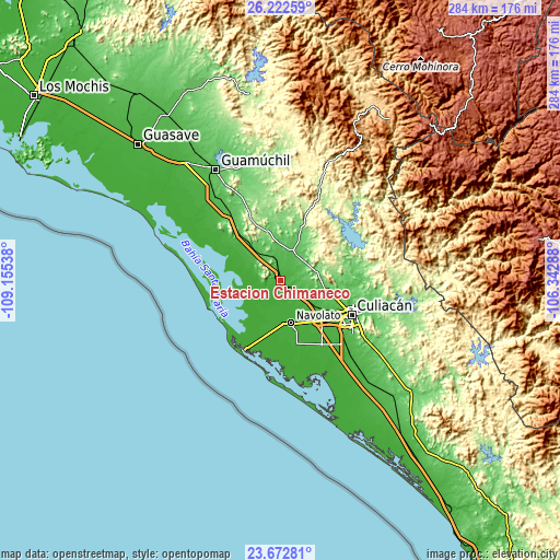Topographic map of Estación Chimaneco