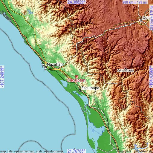 Topographic map of Cacalotán