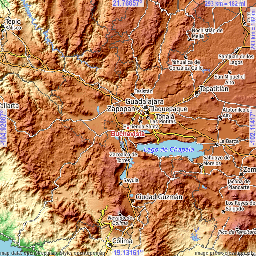 Topographic map of Buenavista