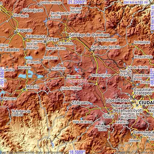 Topographic map of Buenavista