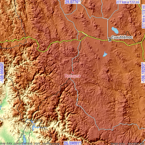 Topographic map of Bocoyna