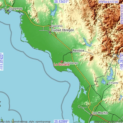Topographic map of La Bocana