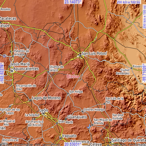 Topographic map of Bledos