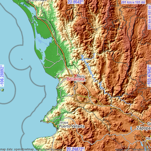 Topographic map of Bellavista