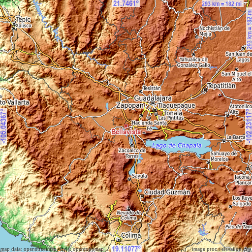 Topographic map of Bellavista