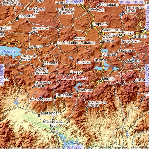 Topographic map of Bellas Fuentes