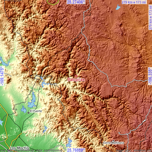 Topographic map of Batopilas