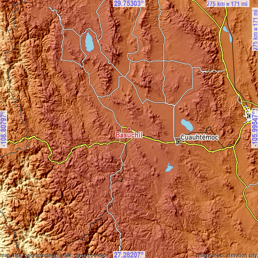 Topographic map of Basúchil
