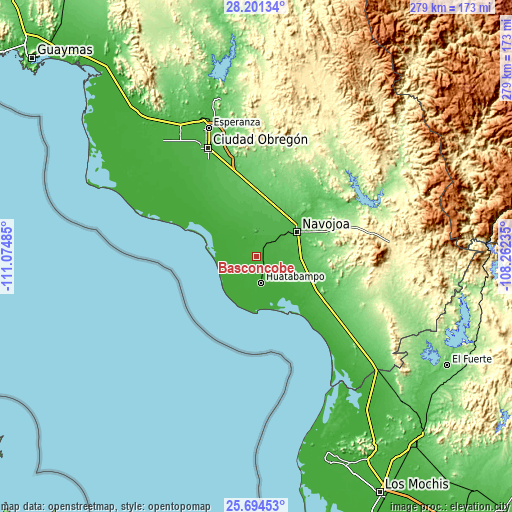 Topographic map of Basconcobe