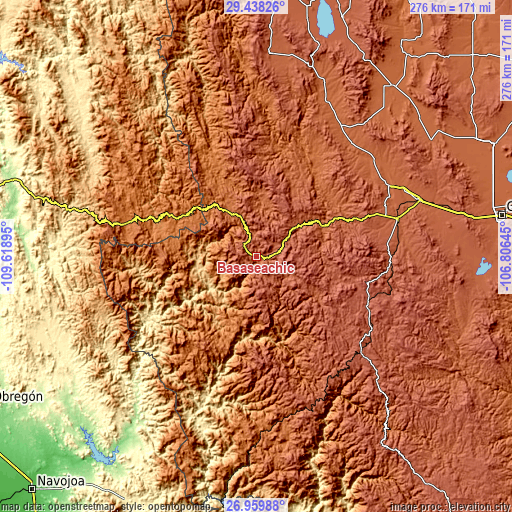 Topographic map of Basaseachic