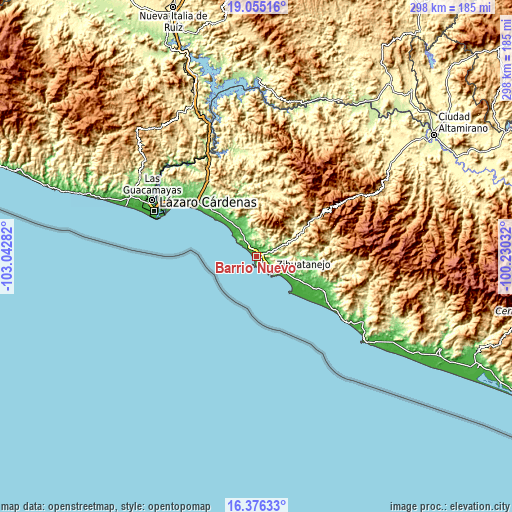 Topographic map of Barrio Nuevo