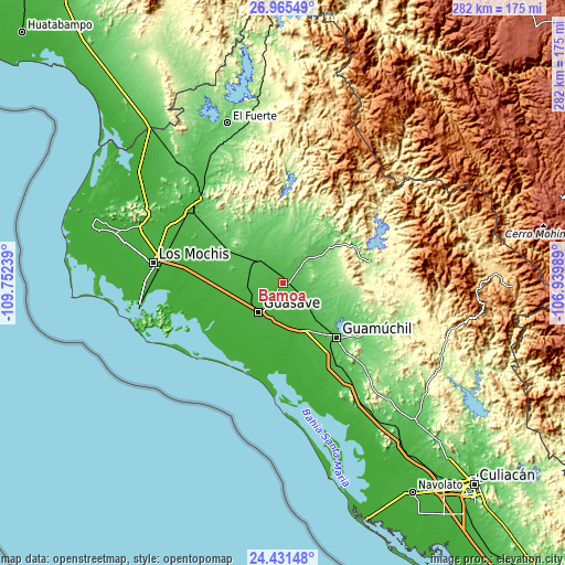 Topographic map of Bamoa