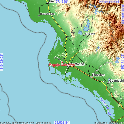 Topographic map of Bagojo Colectivo