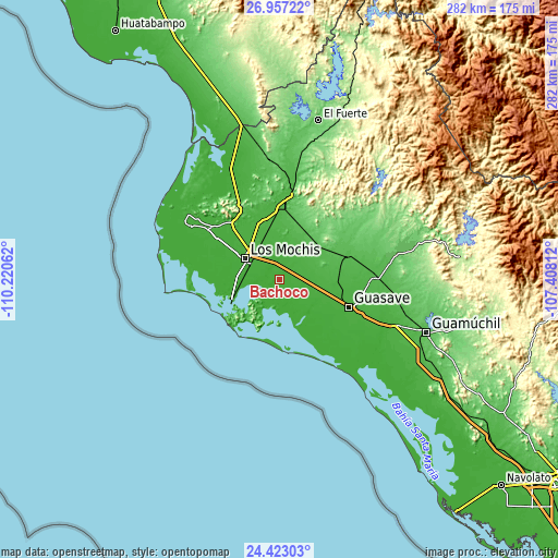 Topographic map of Bachoco