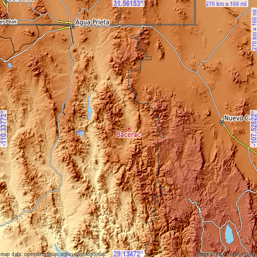 Topographic map of Bacerac
