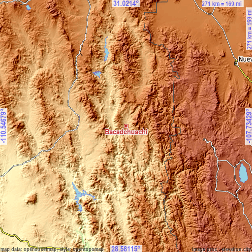 Topographic map of Bacadéhuachi